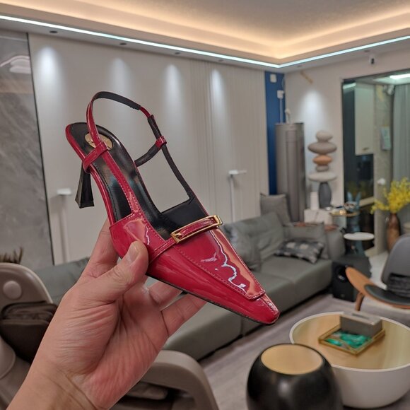 YSL Red Suede Pointed-Toe Pumps - Picture 9 of 9